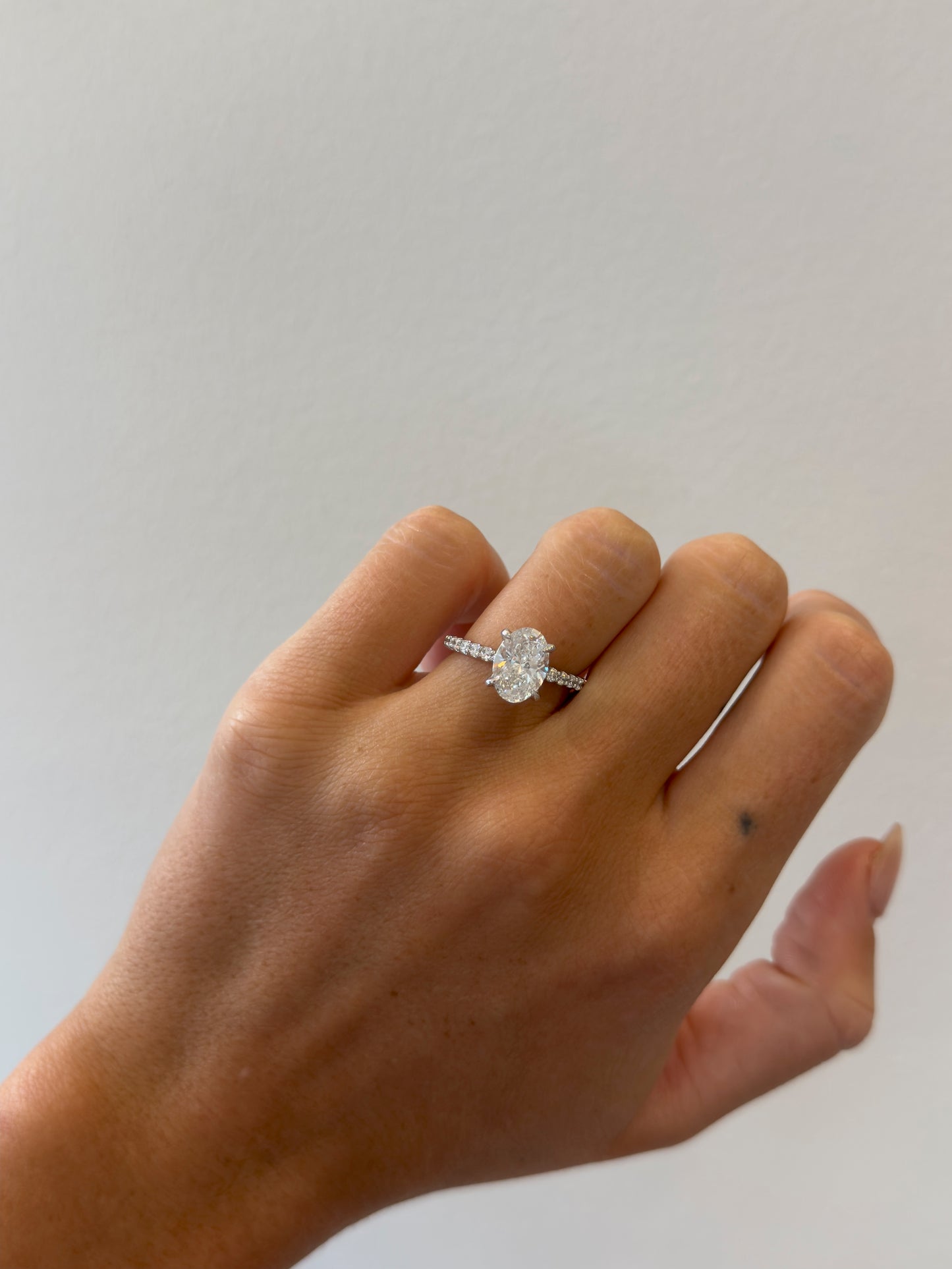 2.01ct Oval White Gold Diamond Band Engagement Ring