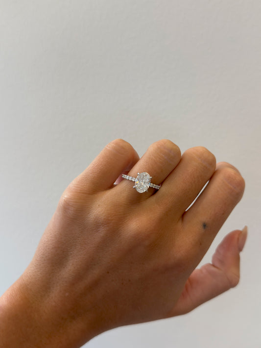 2.01ct Oval White Gold Diamond Band Engagement Ring