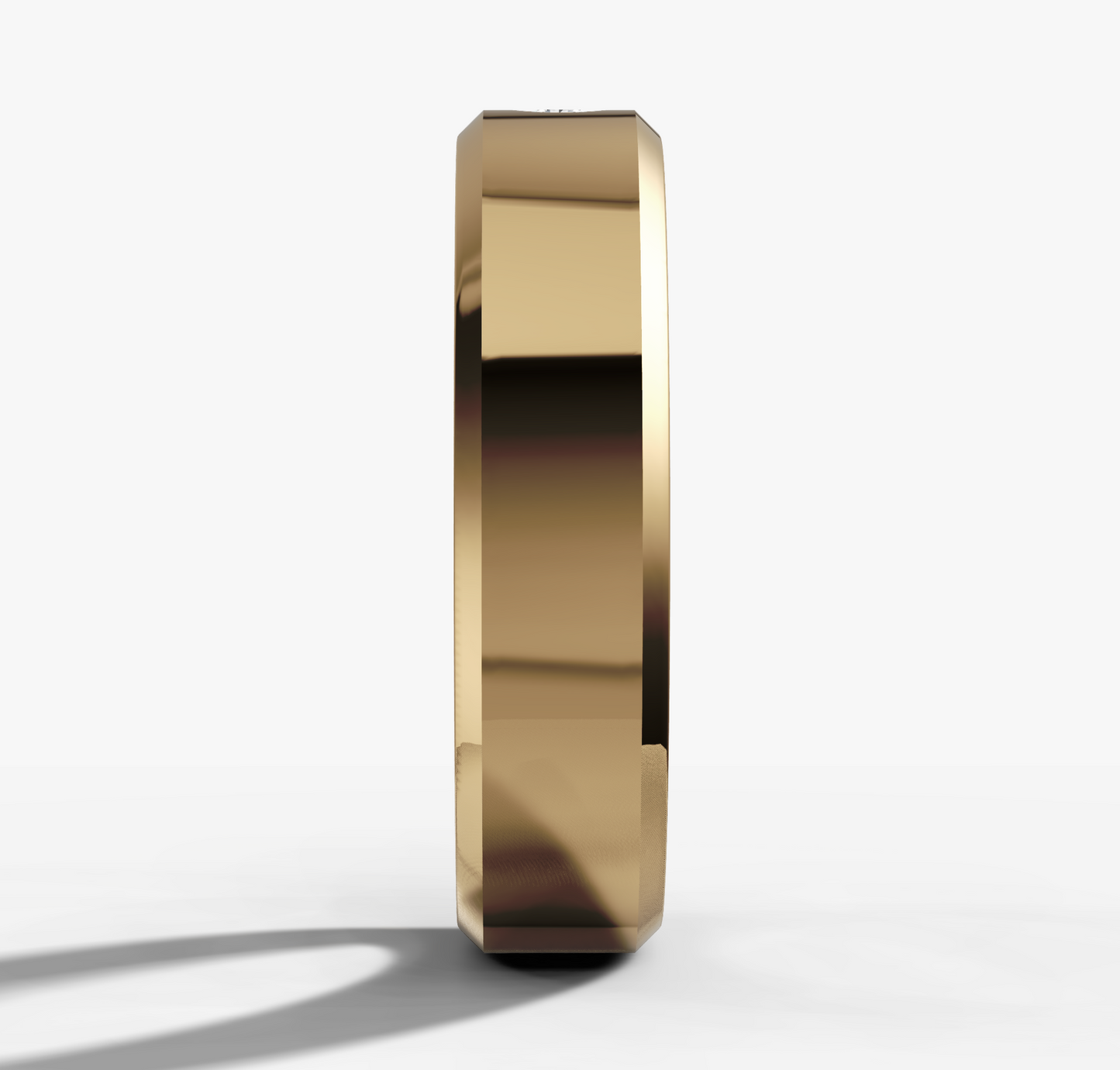 Beveled Edge Band With Round Cut Diamond