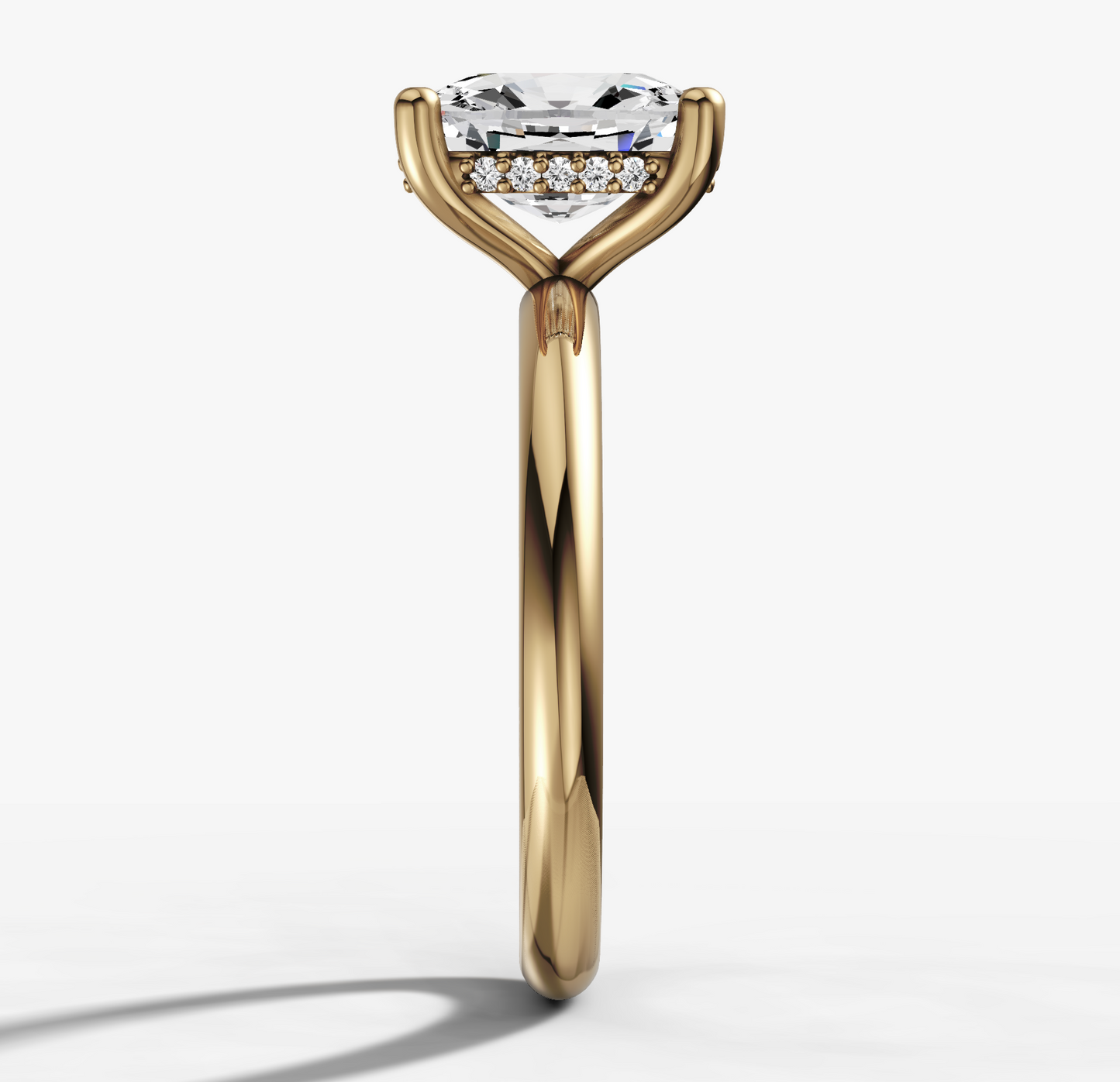 Hidden Halo Signature Solitaire Engagement Ring with Cushion Cut Diamond