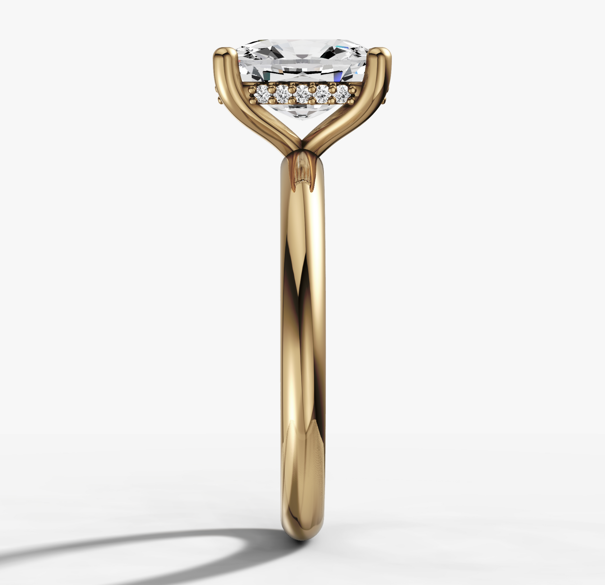 Hidden Halo Signature Solitaire Engagement Ring with Cushion Cut Diamond