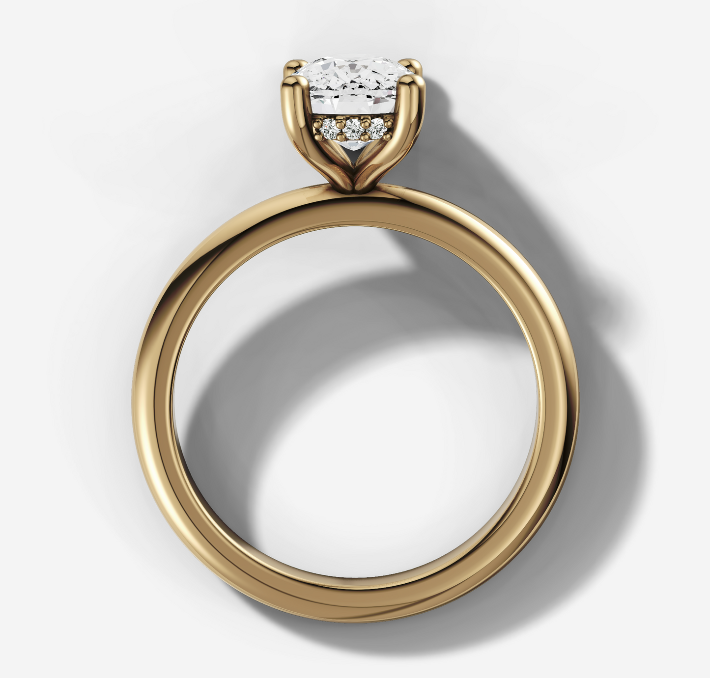 Hidden Halo Signature Solitaire Engagement Ring with Cushion Cut Diamond