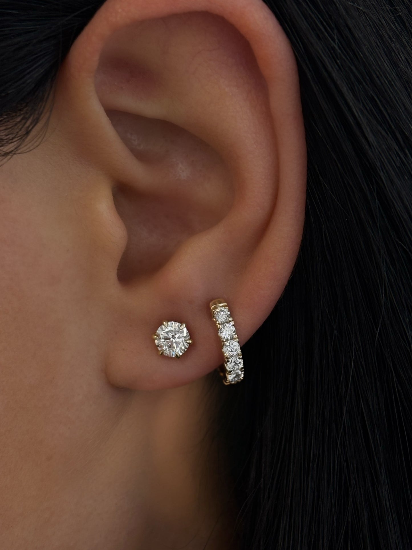 Petite 5pt Diamond Huggie Earrings