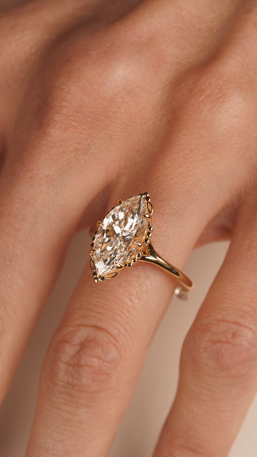 Marquise Filigree Halo Engagement Ring