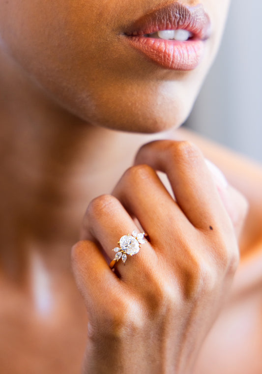 Sunshine Marqusie Accents Engagement Ring with Oval Cut Diamond