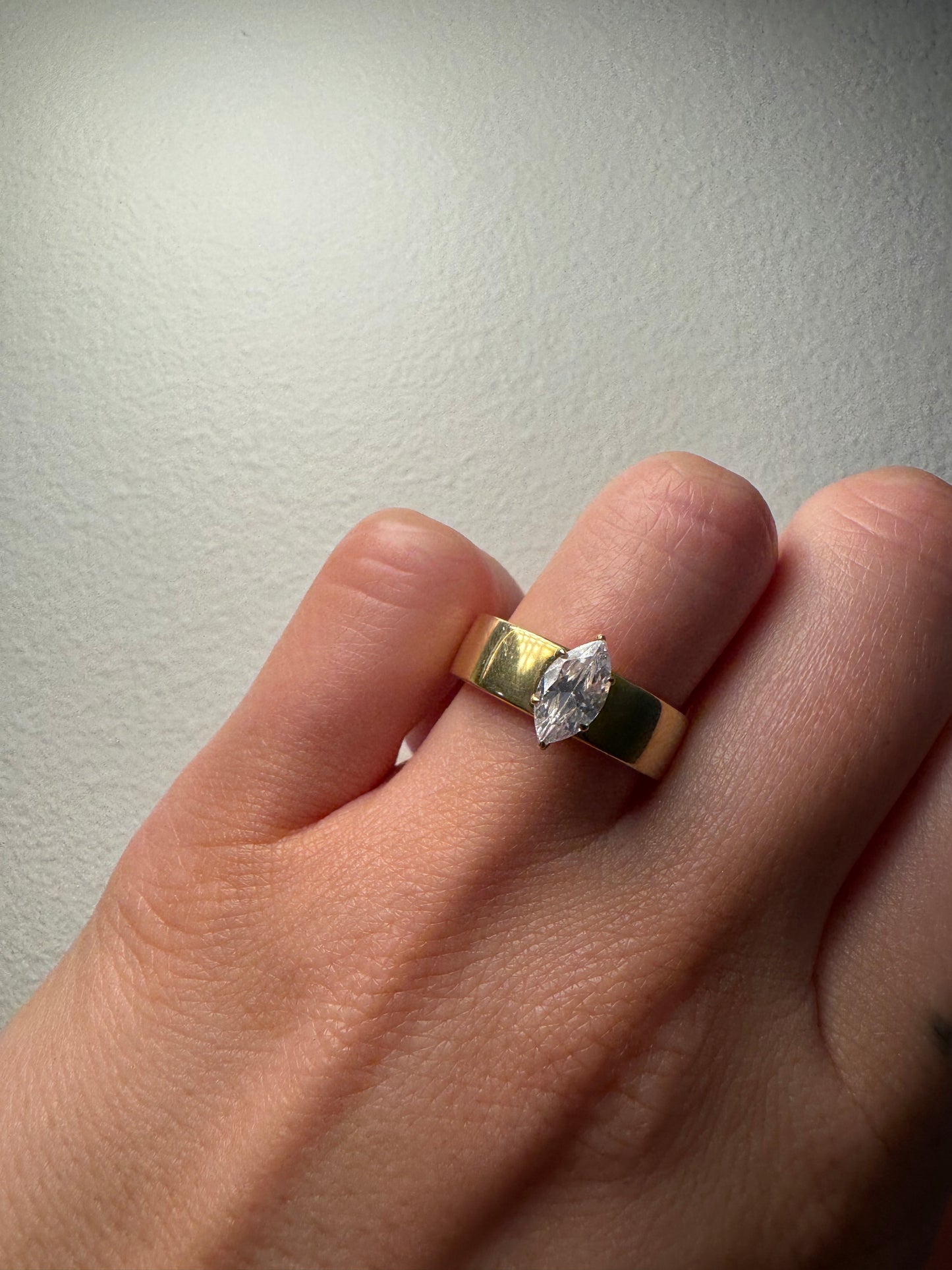 Solid Signature Solitaire Engagement Ring with Marquise Cut Diamond
