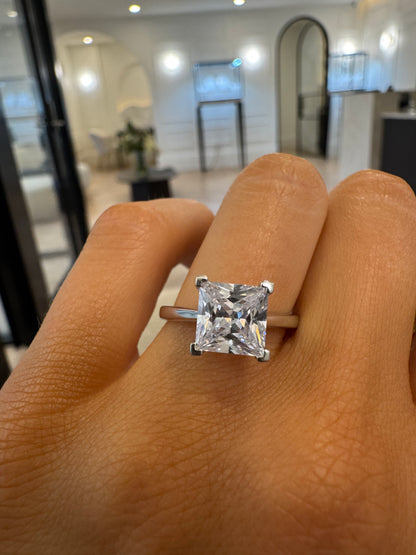 Hidden Halo Cathedral Engagement Ring with Princess Cut Diamond