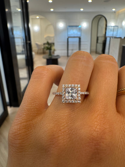 Signature Halo Diamond Engagement Ring with Princess Cut Diamond