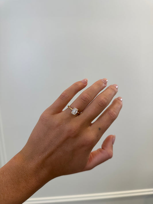 1.51ct Emerald Diamond Solitaire Engagement Ring