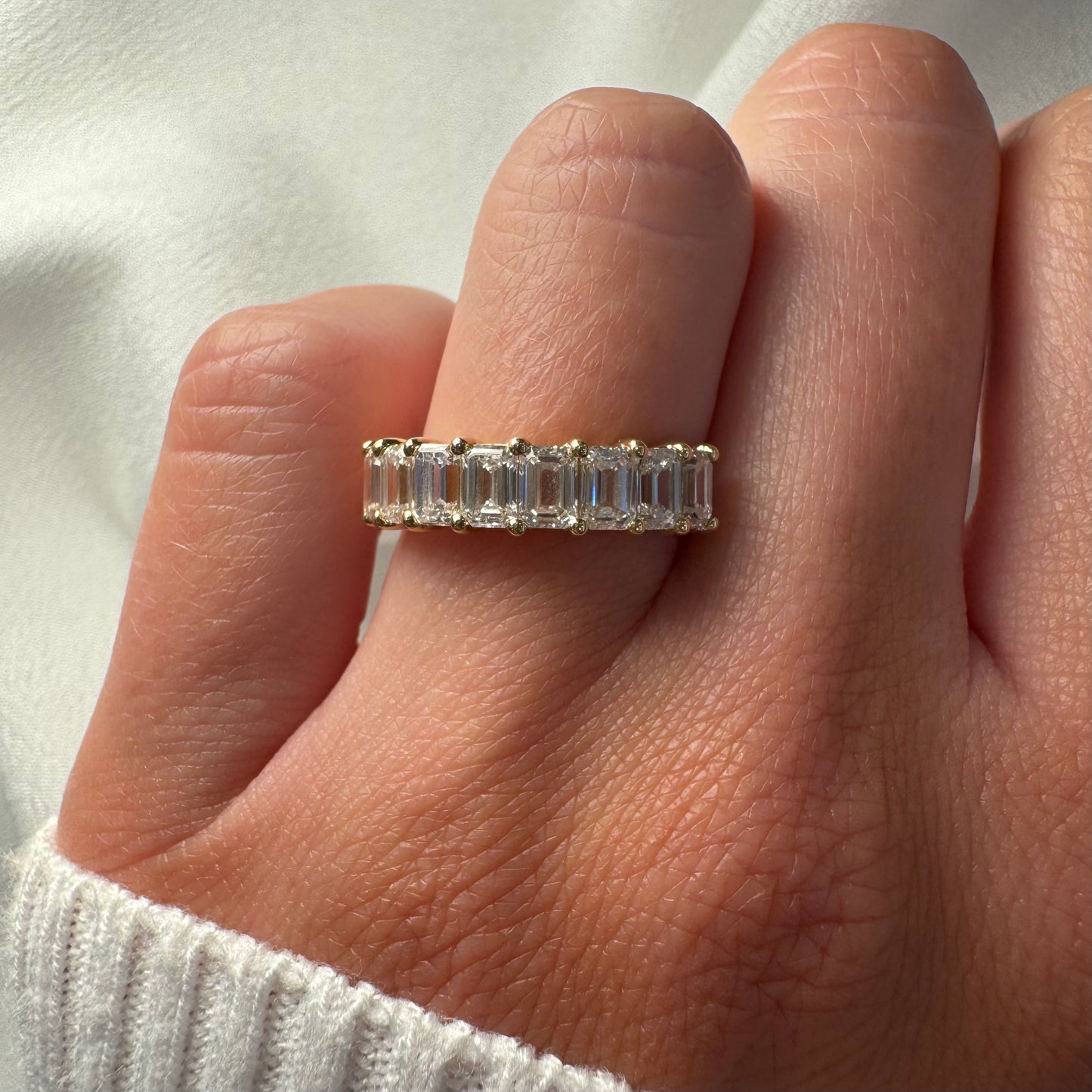 Pave Band With 0.20ct Emerald Cut Diamonds