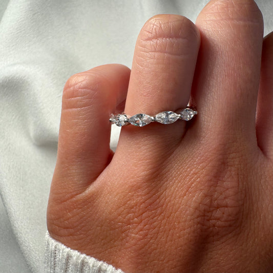 Shared Prong Band With 0.25ct Marquise Cut Diamonds Set East West Wrapped