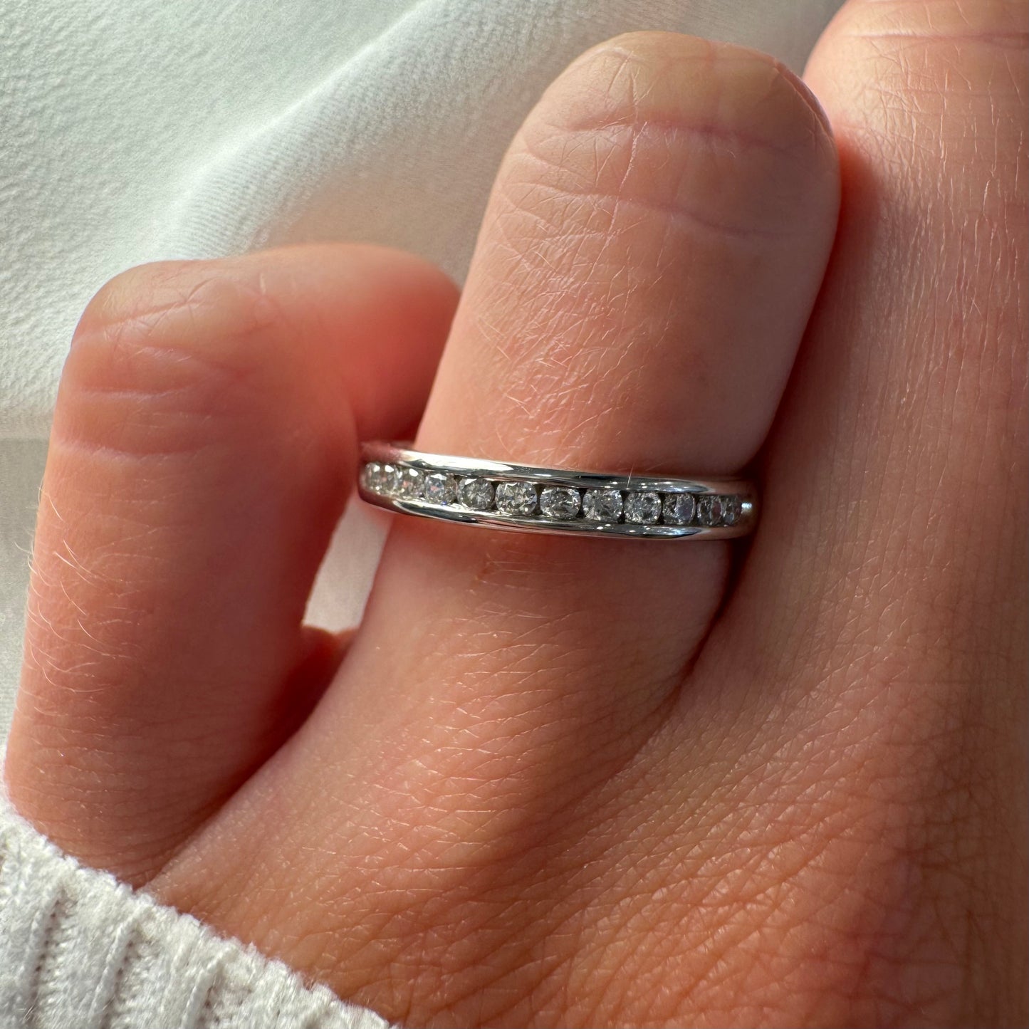 Bead Set Band With 0.01ct Round Brilliant Cut Diamonds