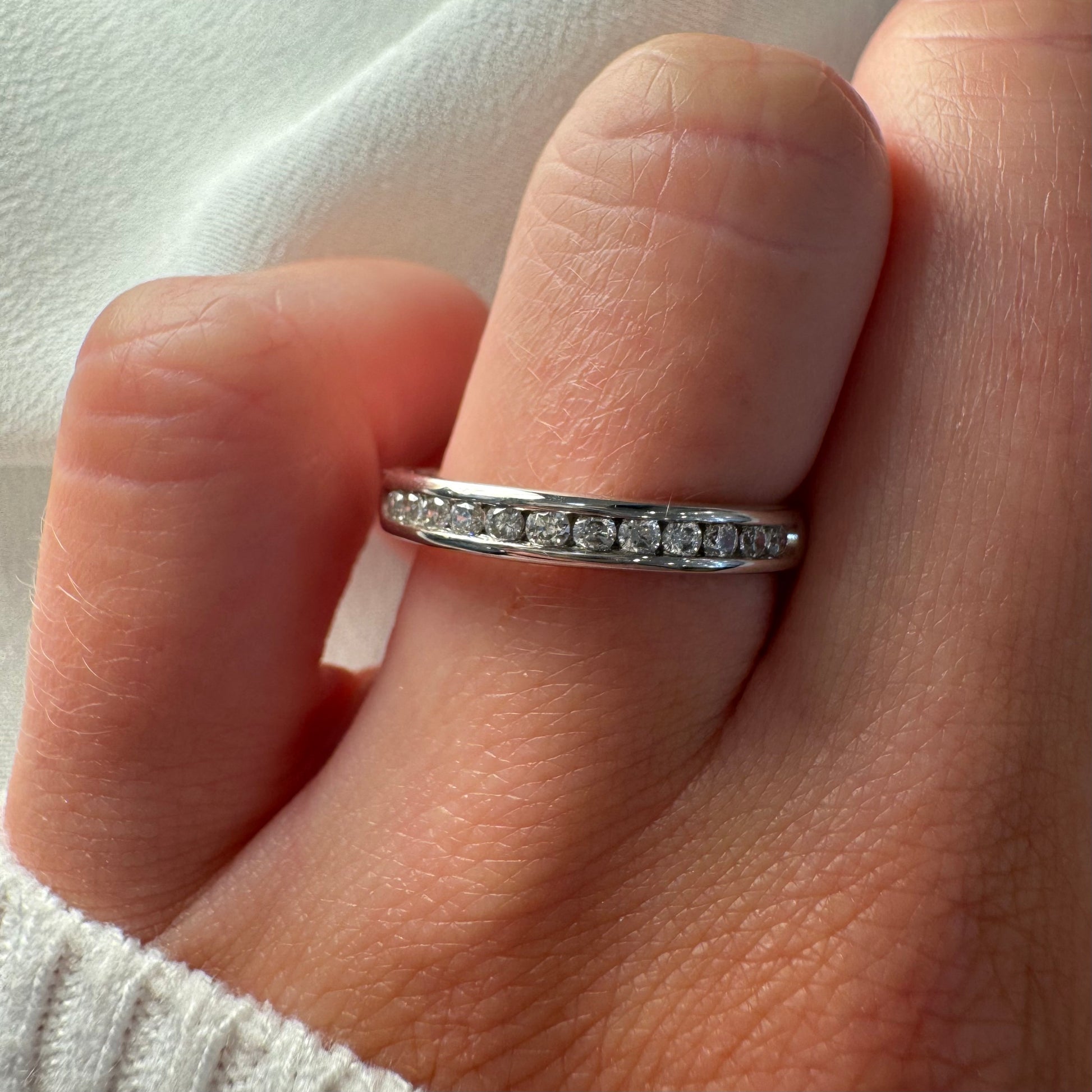 Bead Set Band With 0.01ct Round Brilliant Cut Diamonds