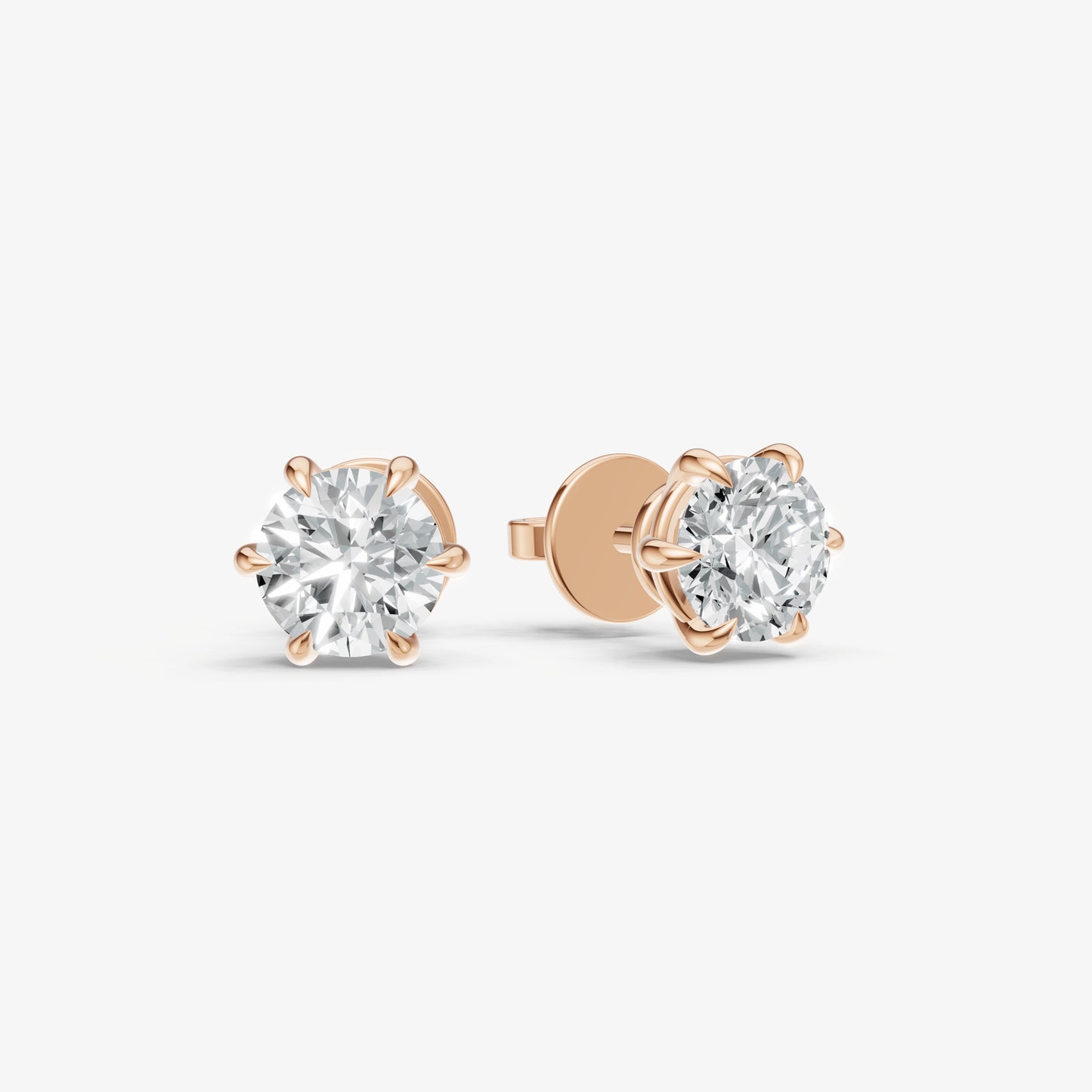2.00ct Total Diamond Weight 6-Claw Diamond Stud Earrings
