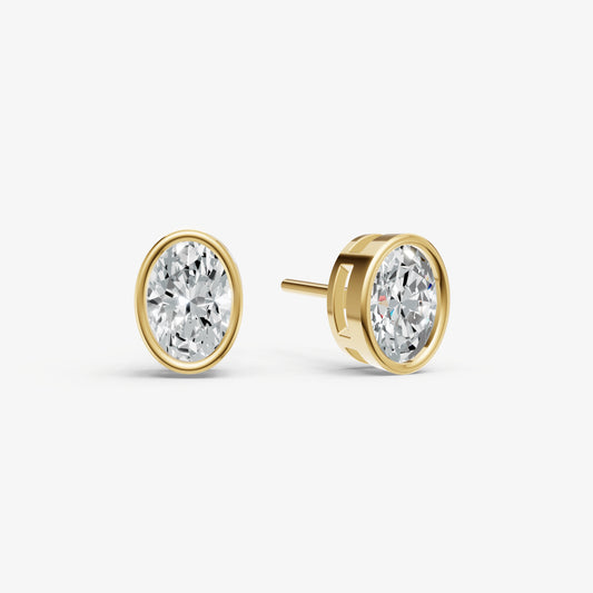 1.00ct Total Diamond Weight Oval Bezel Set Diamond Stud Earrings