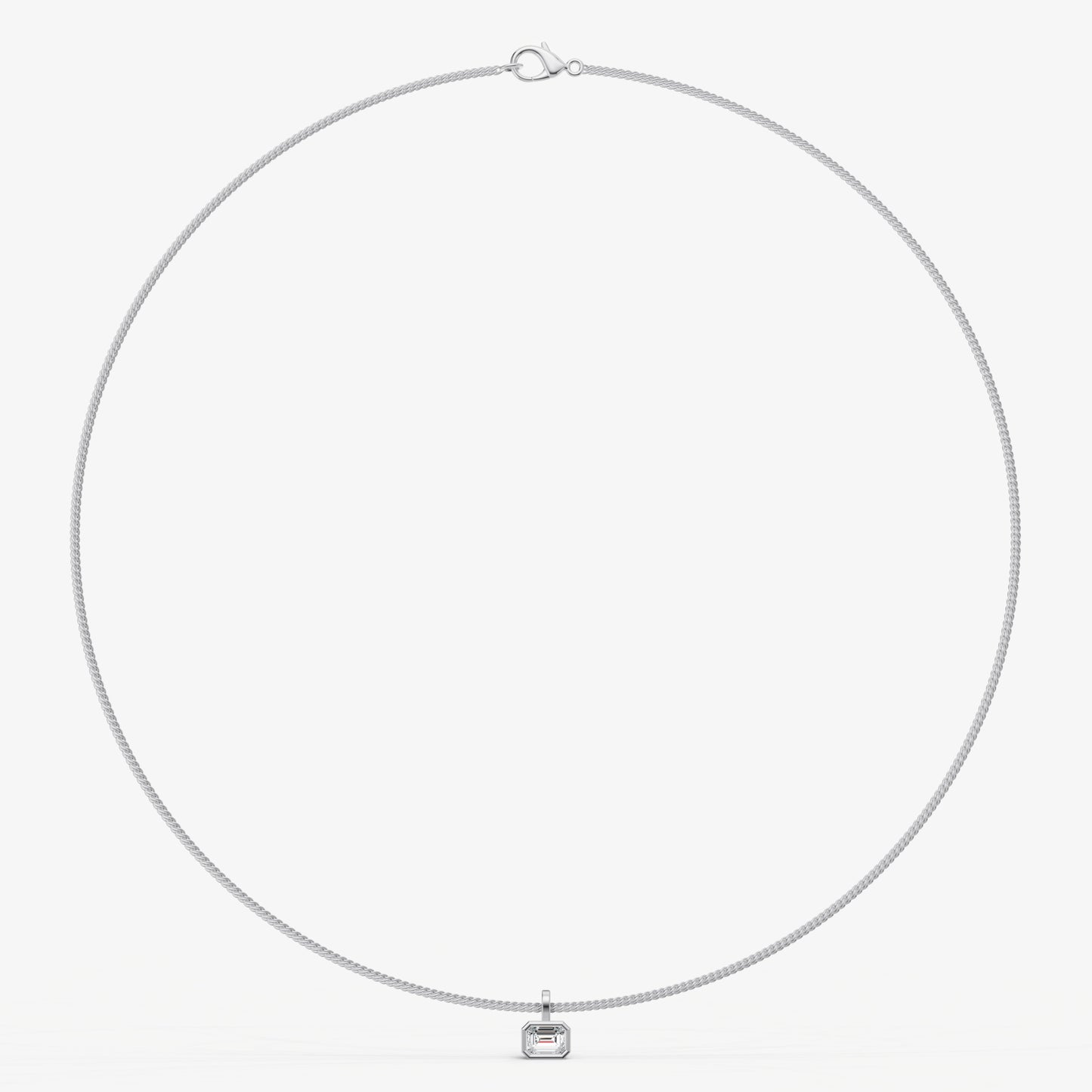 Emerald 0.50ct Bezel Set Diamond Pendant Necklace