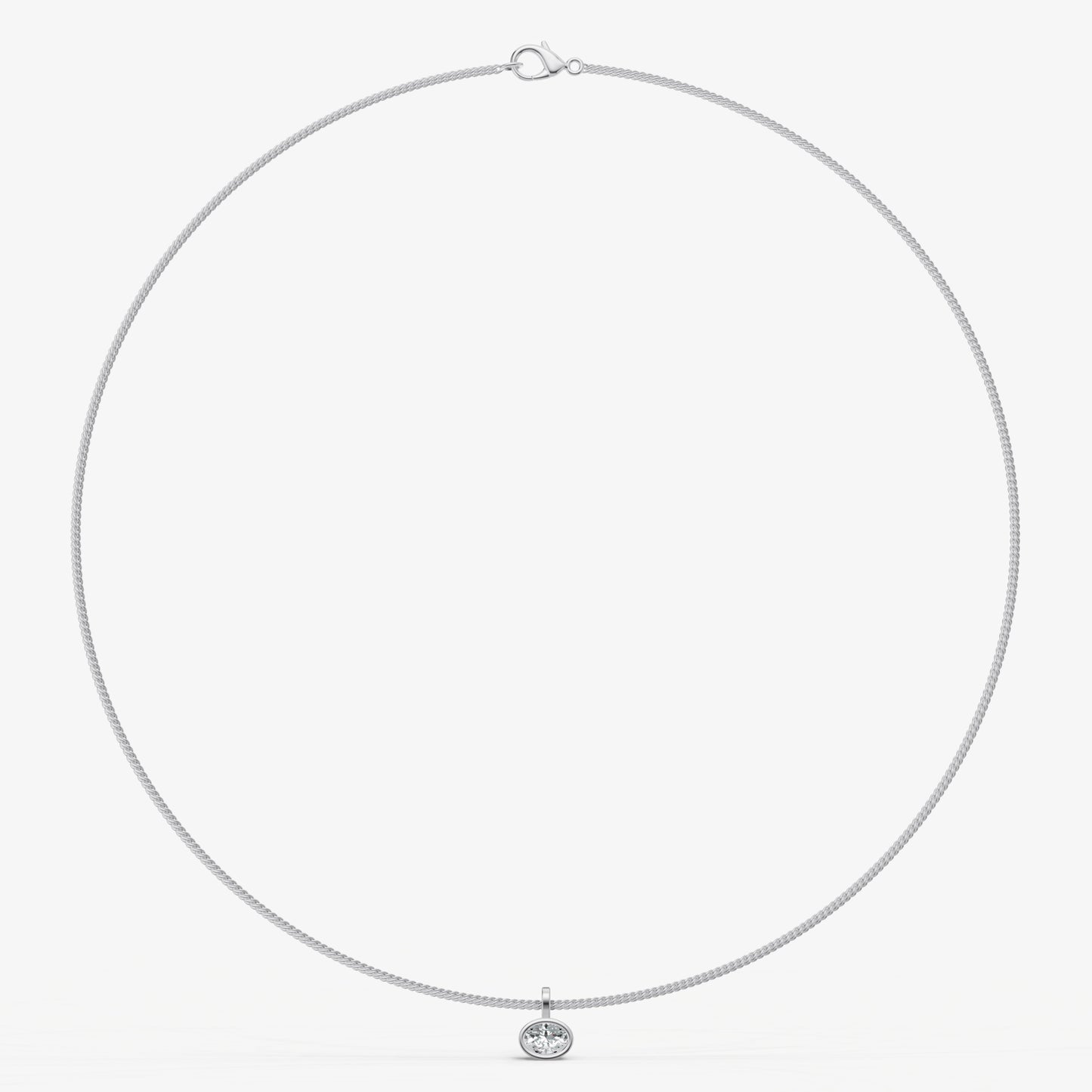 Oval 0.50ct Bezel Set Diamond Pendant Necklace