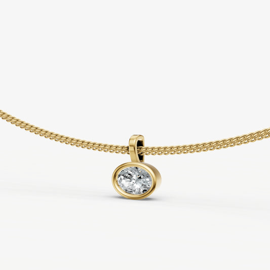 Oval 0.50ct Bezel Set Diamond Pendant Necklace