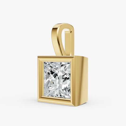 0.50ct Princess Bezel Set Diamond Pendant