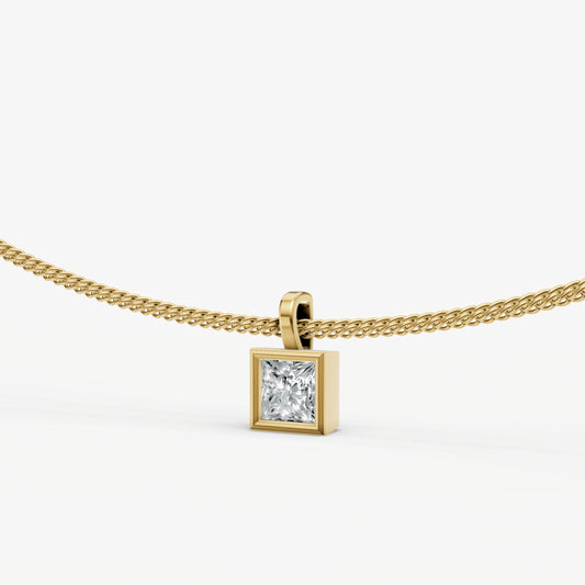 Princess 0.50ct Bezel Set Diamond Pendant Necklace