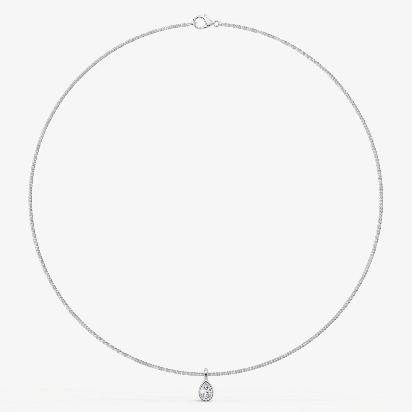 Pear 0.50ct Bezel Set Diamond Pendant Necklace