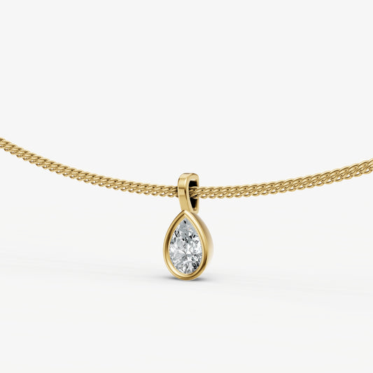Pear 0.50ct Bezel Set Diamond Pendant Necklace