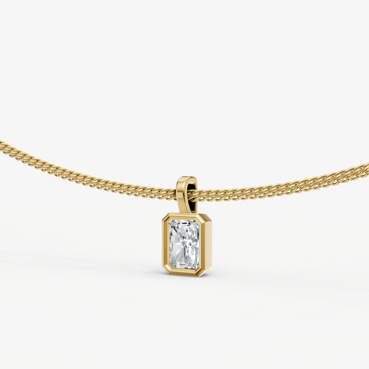 Radiant 0.50ct Bezel Set Diamond Pendant Necklace
