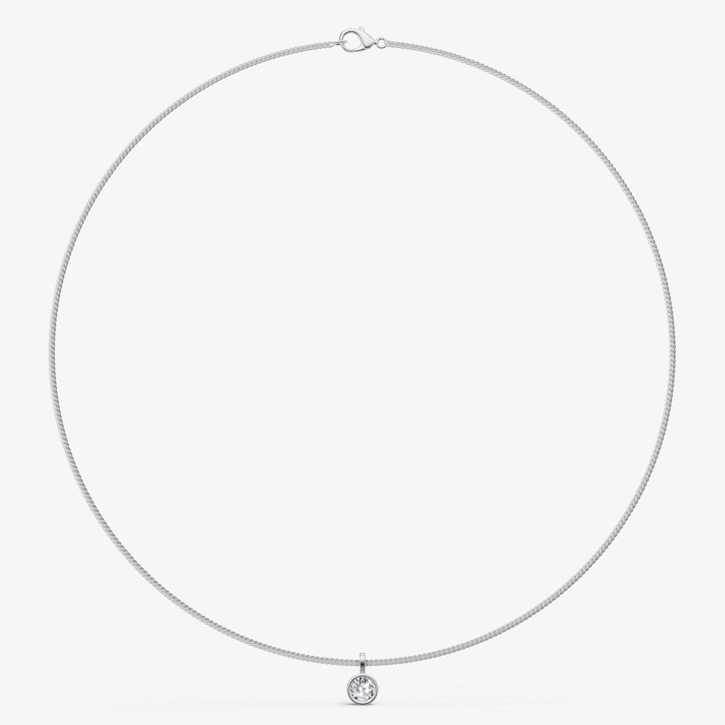 Round 0.50ct Bezel Set Diamond Pendant Necklace