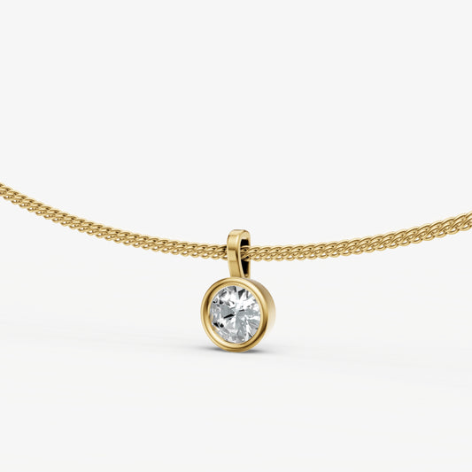 Round 0.50ct Bezel Set Diamond Pendant Necklace