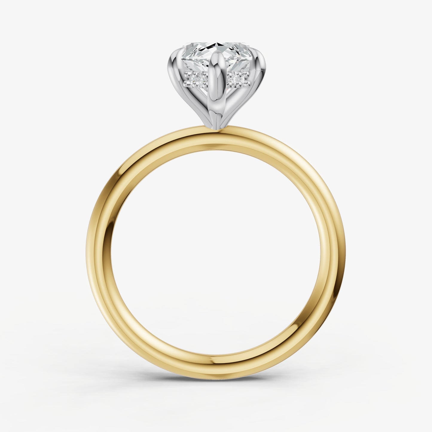Marquise Four Claw Solitaire Engagement Ring with Hidden Halo