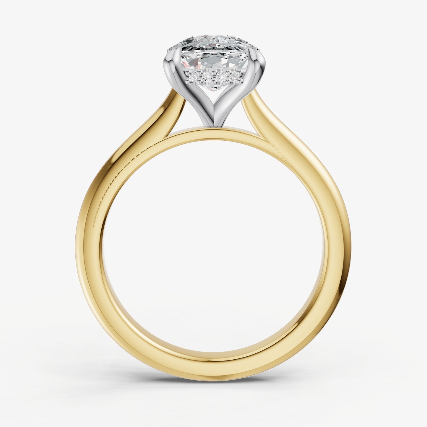 Old Miner Cathedral Set Solitaire Engagement Ring with Hidden Halo