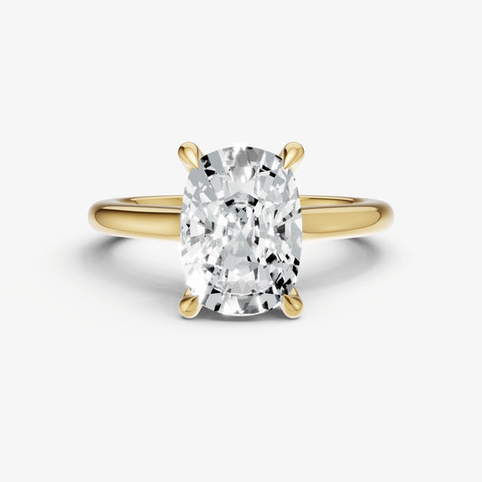 Old Miner Cathedral Set Solitaire Engagement Ring with Hidden Halo