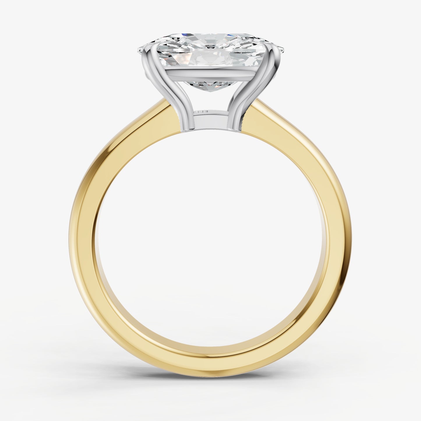Elongated Cushion East-West Oval Diamond Solitaire Engagement Ring