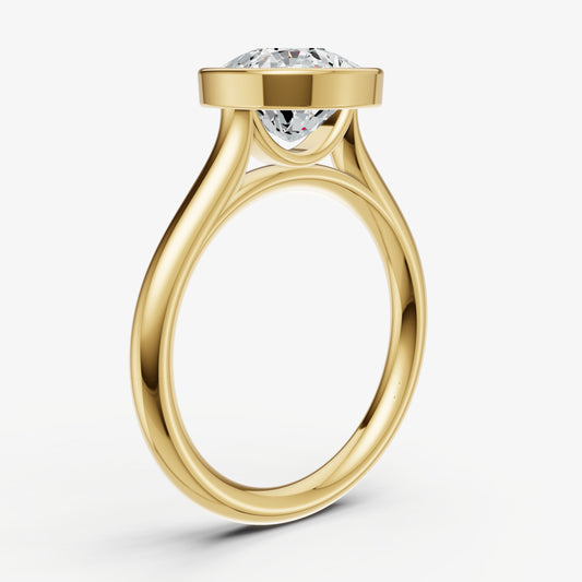 Cushion Bezel Set Cathedral Set Engagement Ring
