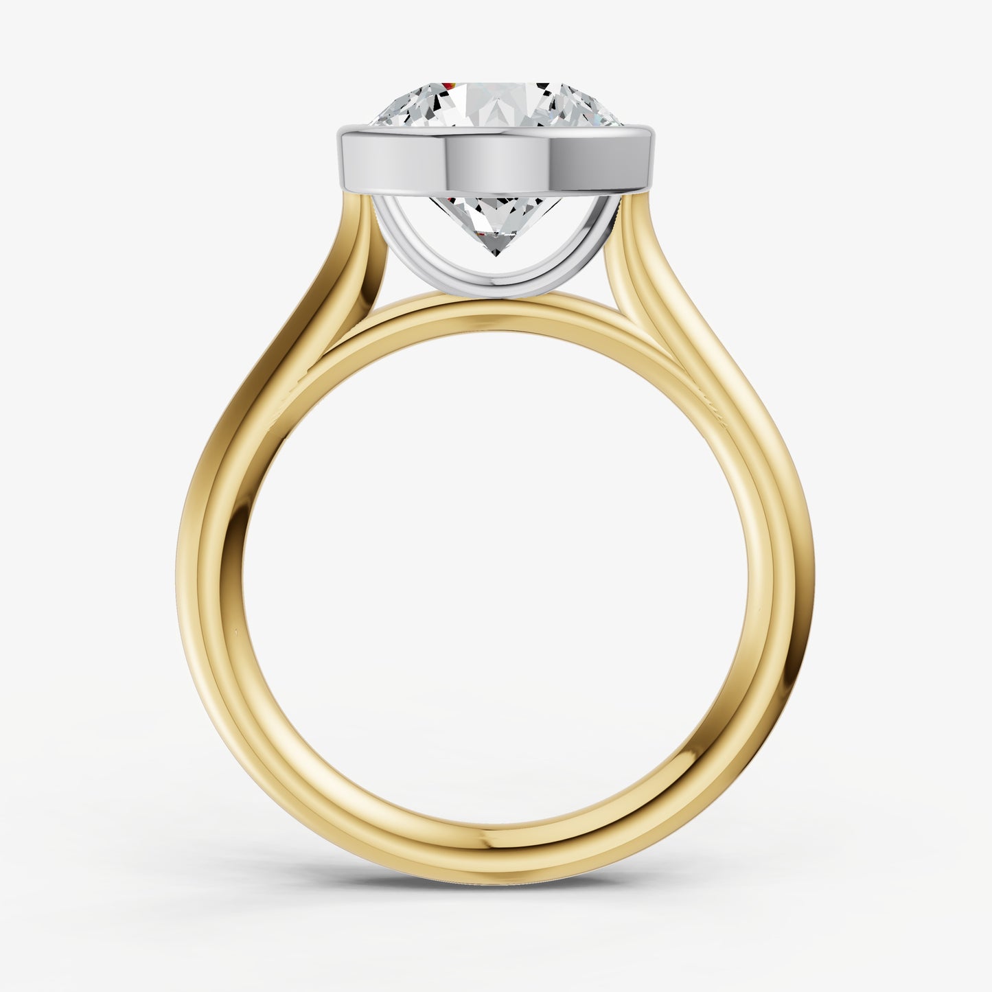 Round Bezel Set Cathedral Set Engagement Ring