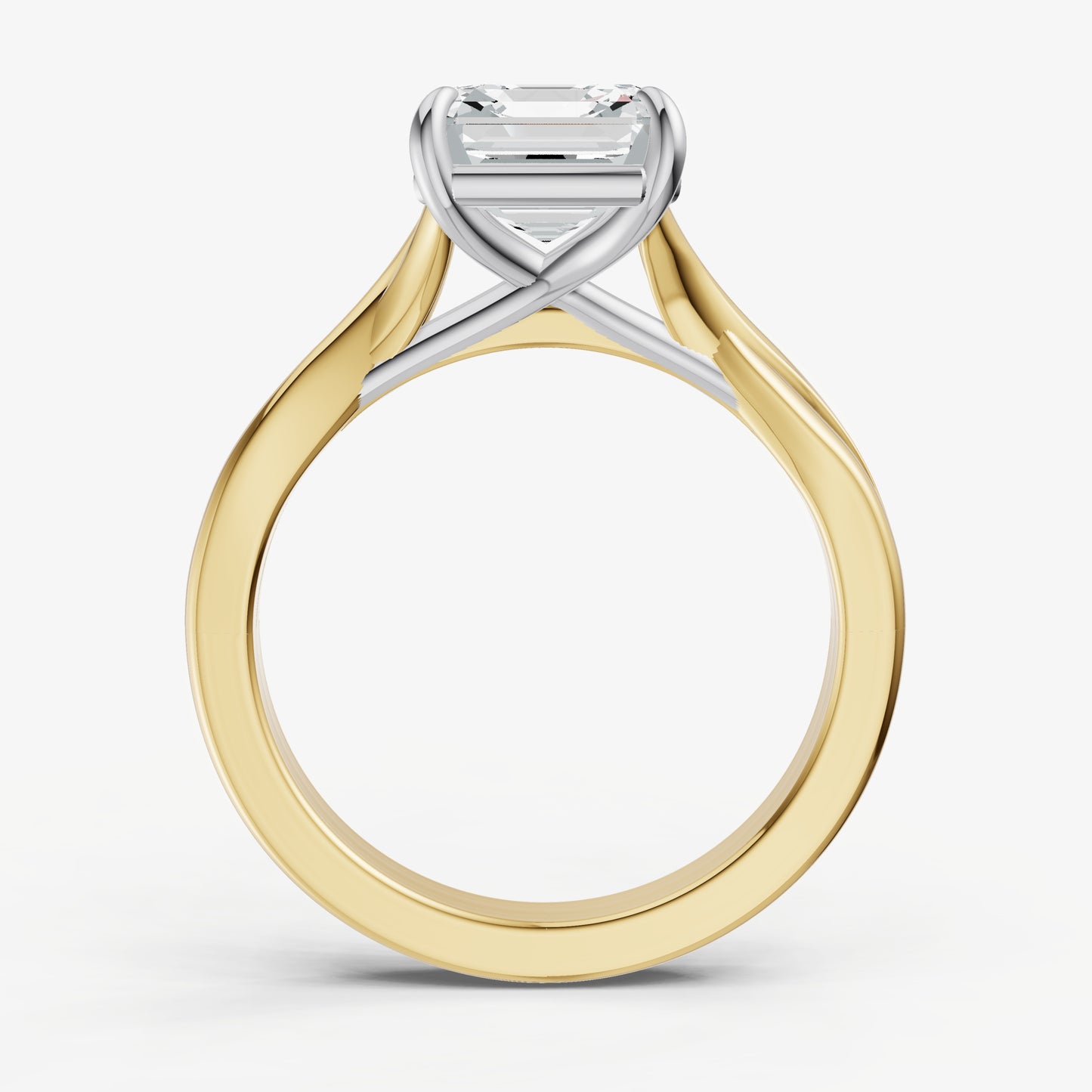 Asscher Twist Band Solitaire Engagement Ring