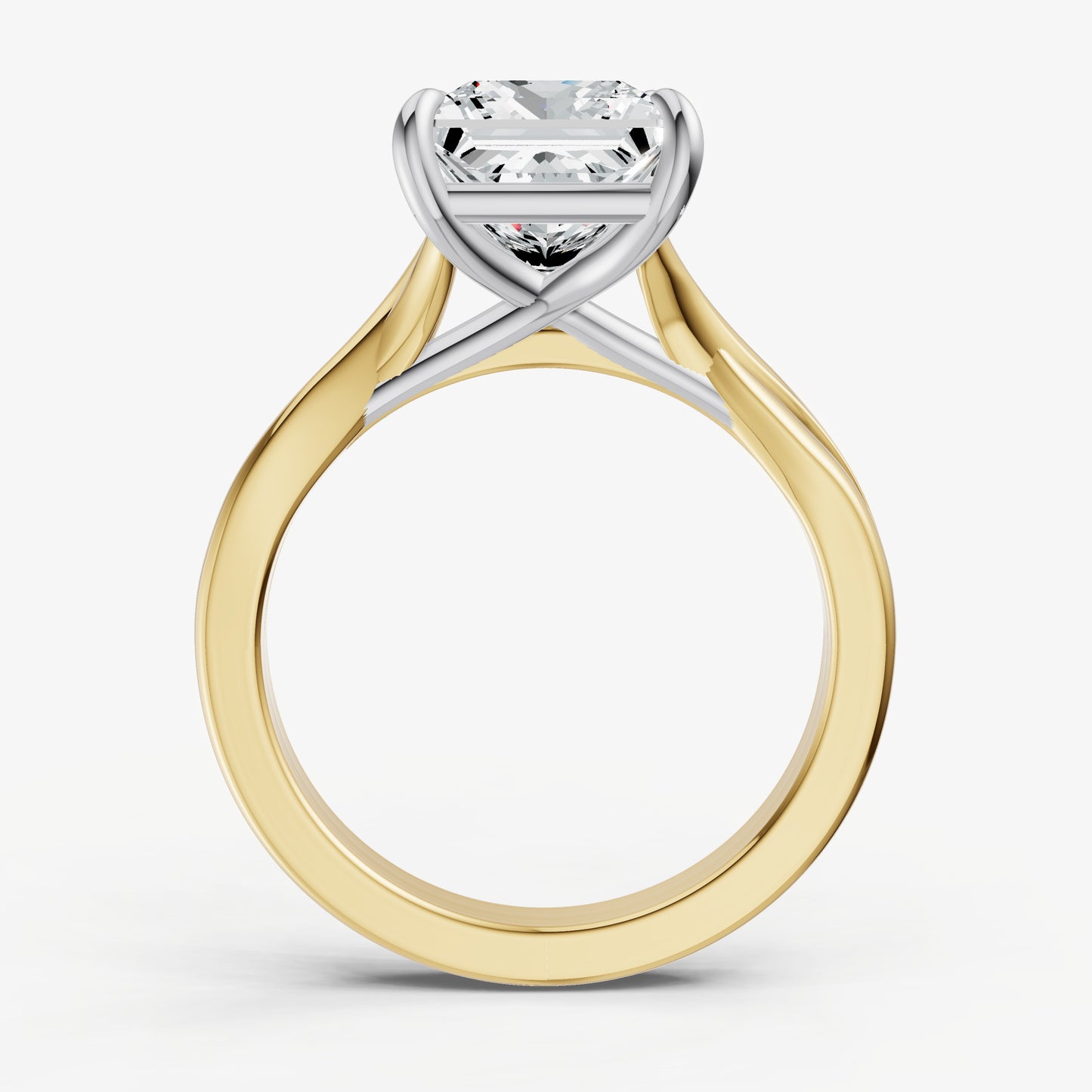 Princess Twist Band Solitaire Engagement Ring