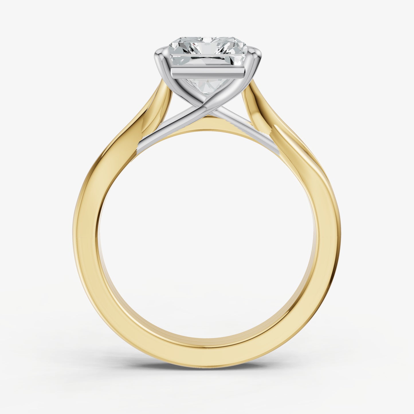 Radiant Twist Band Solitaire Engagement Ring