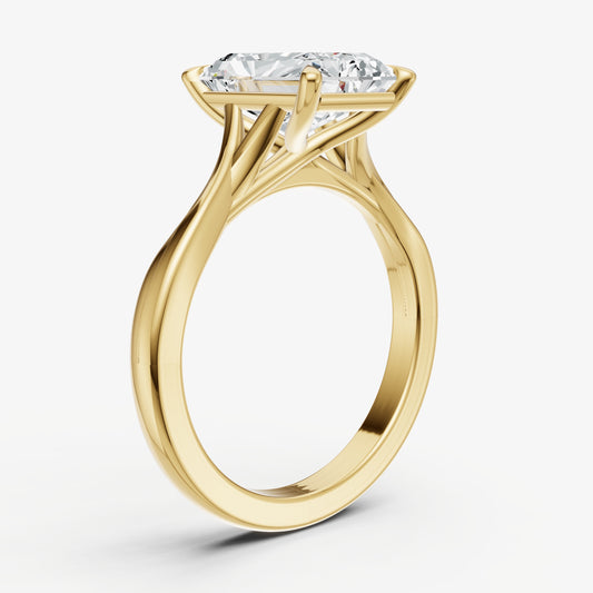 Radiant Twist Band Solitaire Engagement Ring
