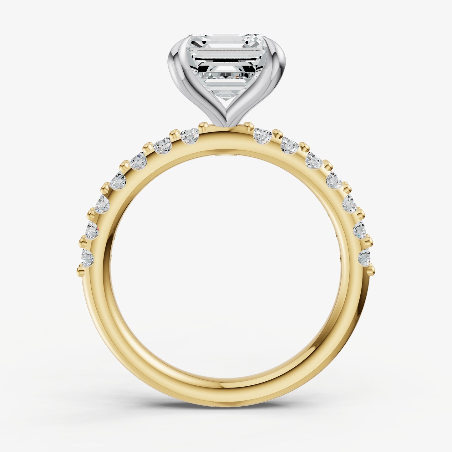 Asscher 6 Claw Diamond Band Engagement Ring
