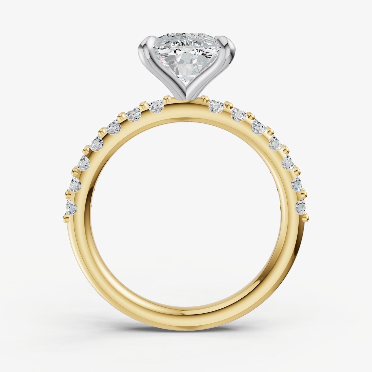 Elongated Cushion 6 Claw Diamond Band Engagement Ring