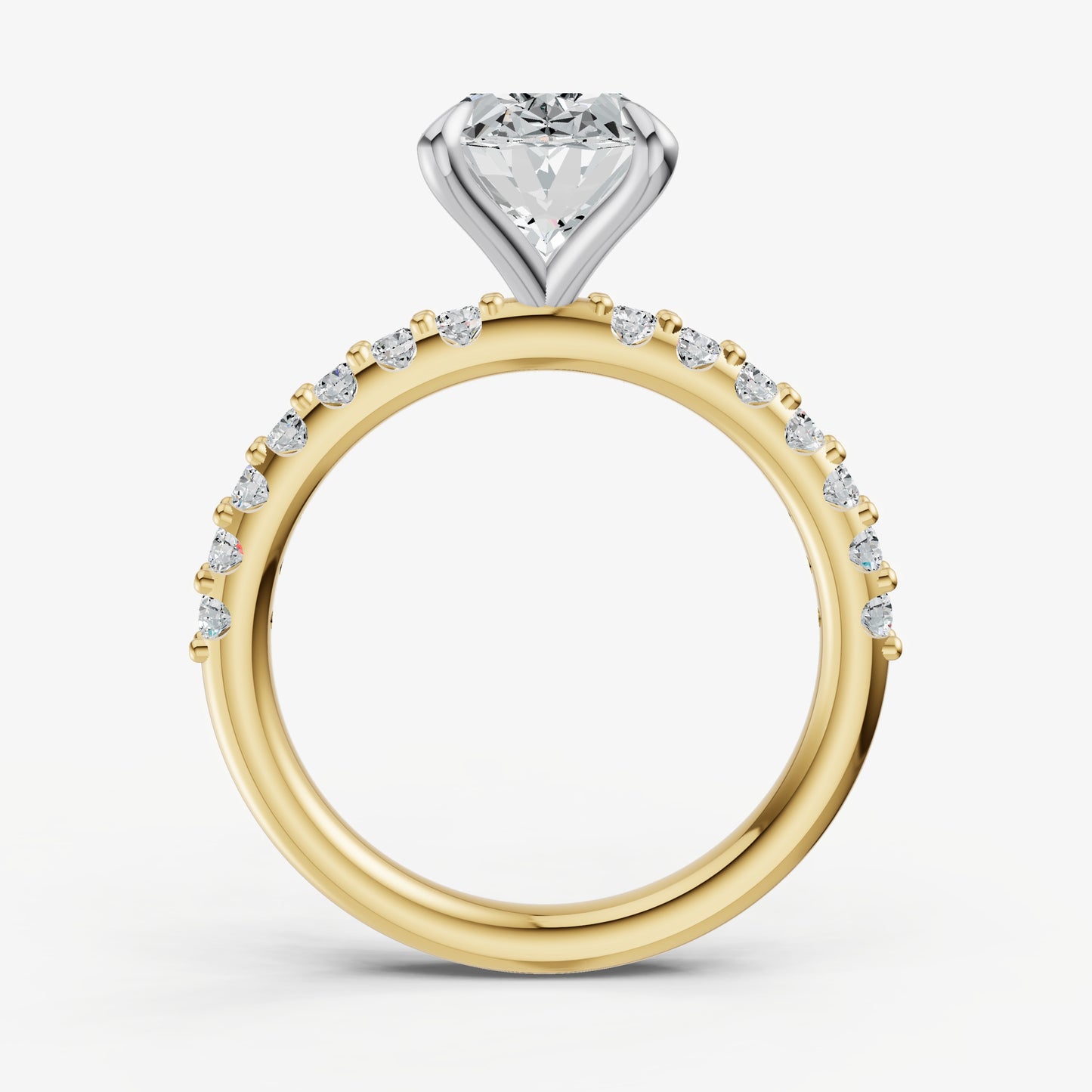 Oval 6 Claw Diamond Band Engagement Ring