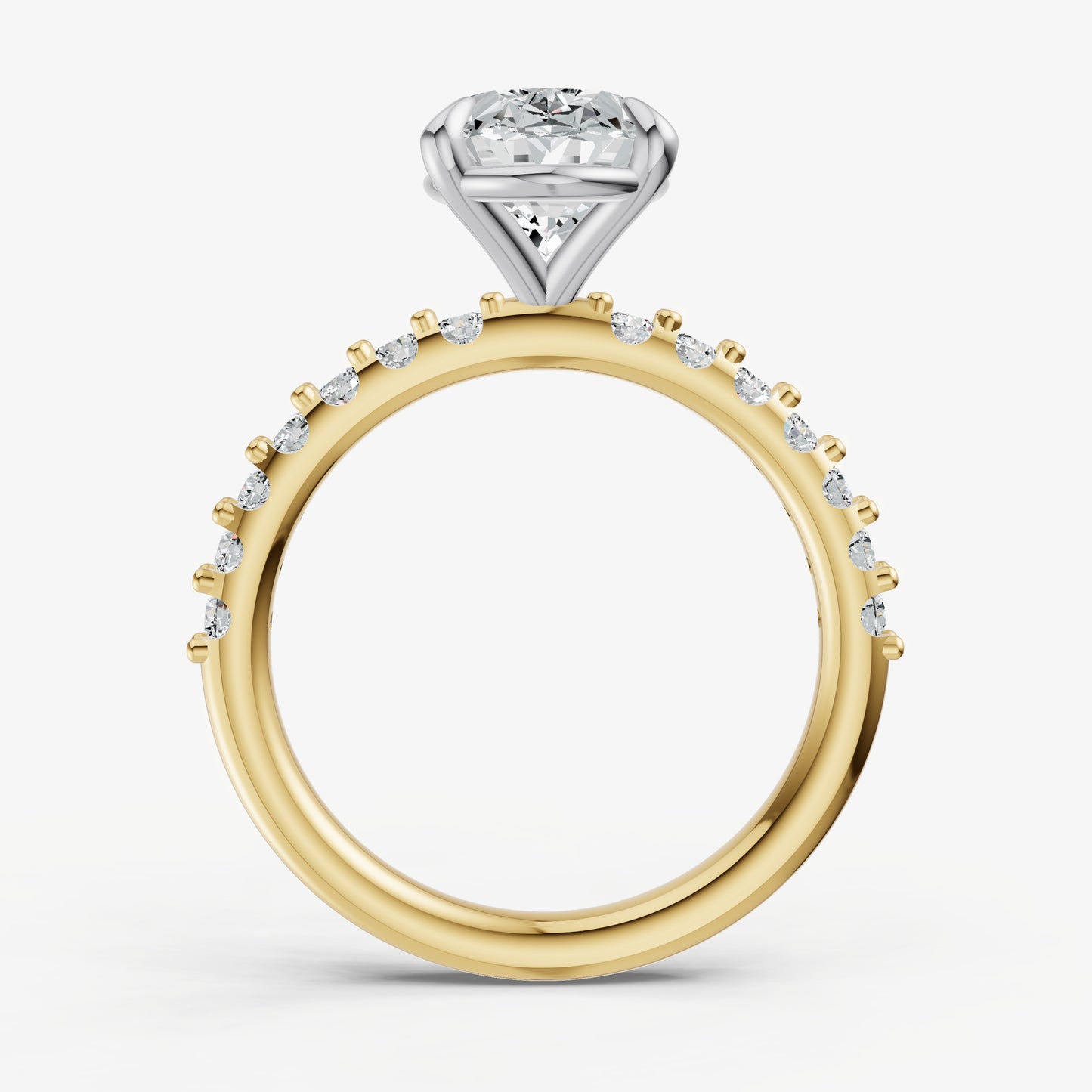 Oval 6 Claw Diamond Band Engagement Ring