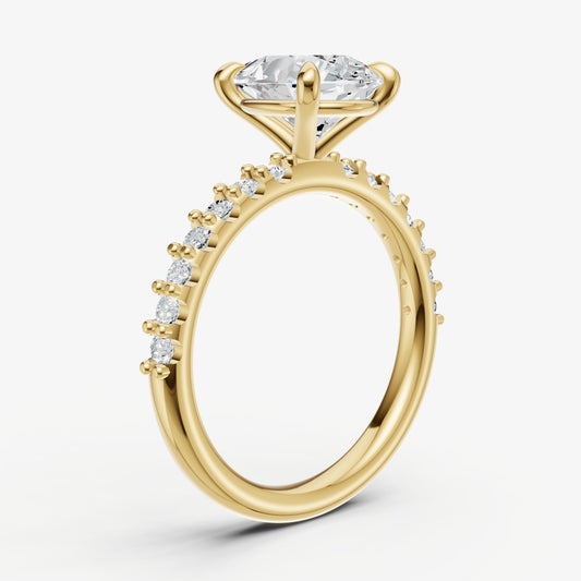 Pear 6 Claw Diamond Band Engagement Ring