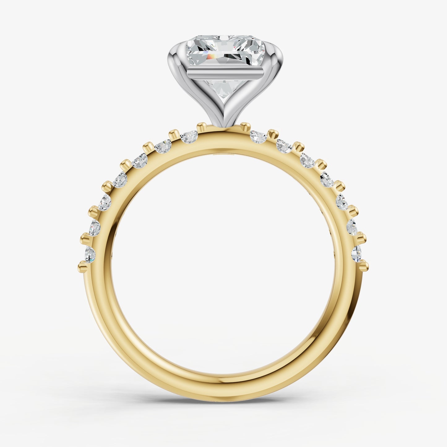 Radiant 6 Claw Diamond Band Engagement Ring