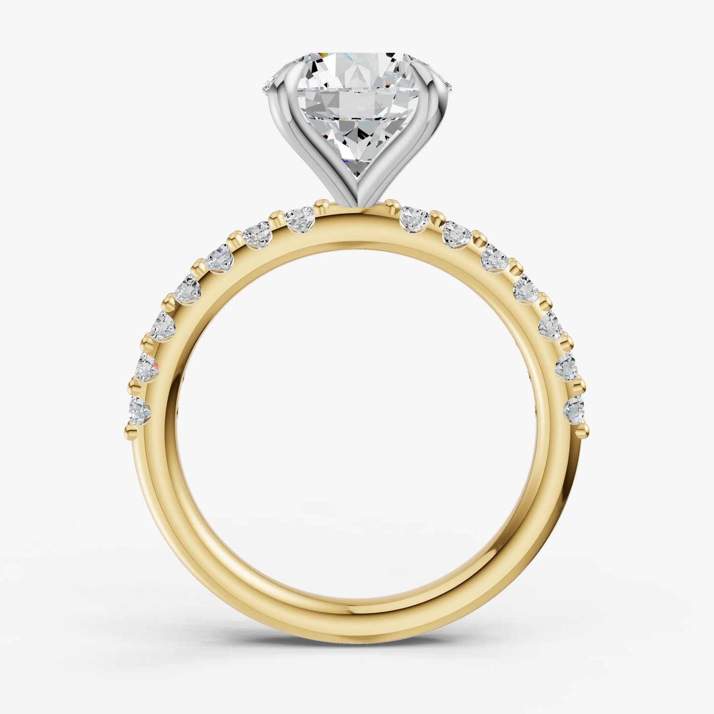 Round 6 Claw Diamond Band Engagement Ring