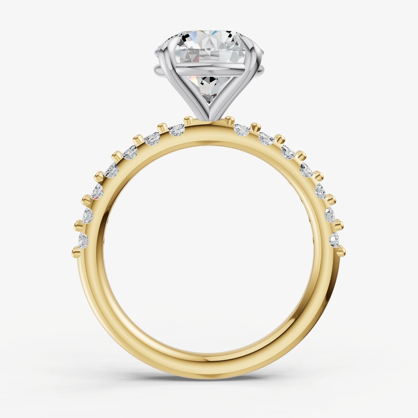 Round 6 Claw Diamond Band Engagement Ring