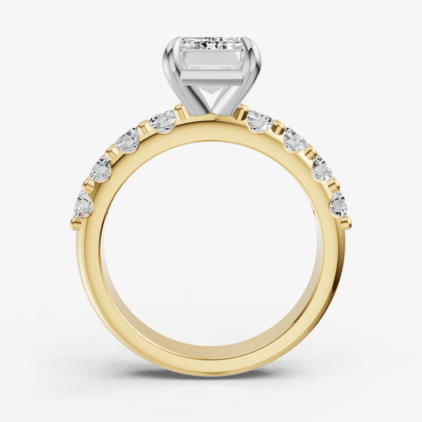 Emerald Solitaire Engagement Ring with Statement Diamond Band