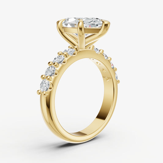 Marquise Solitaire Engagement Ring with Statement Diamond Band