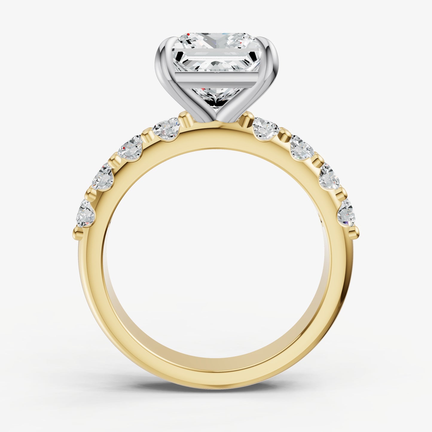 Princess Solitaire Engagement Ring with Statement Diamond Band